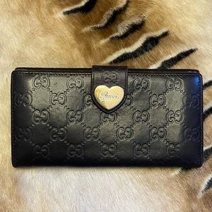 Authentic Gucci Guccissima Heart Long Leather Wallet - EUC